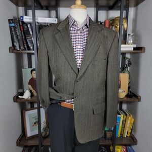 Mark Alexander Men's Sport Coat Blazer Three Button Herringbone Brown‎ Black 42R